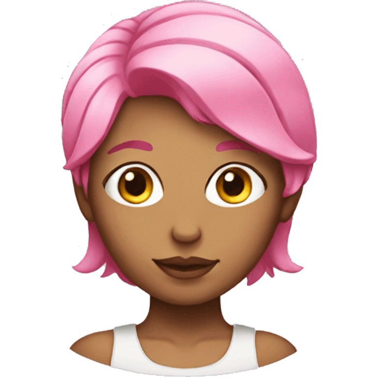 A girl with pink hair hard work emoji