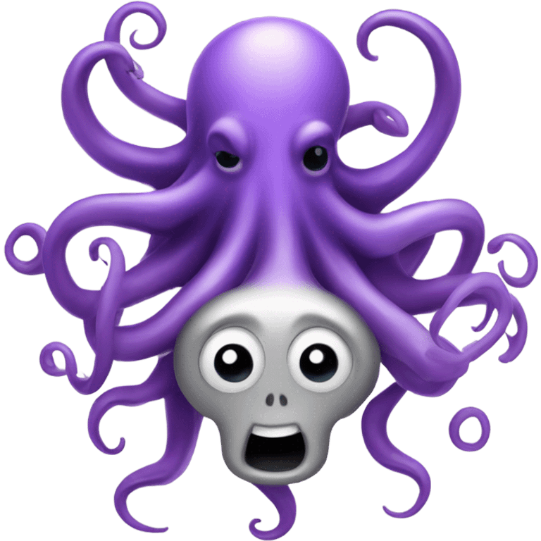 Silver octopus with purple horns emoji