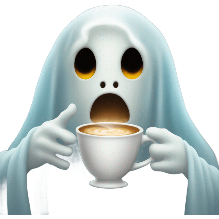 Ghost with a coffee emoji