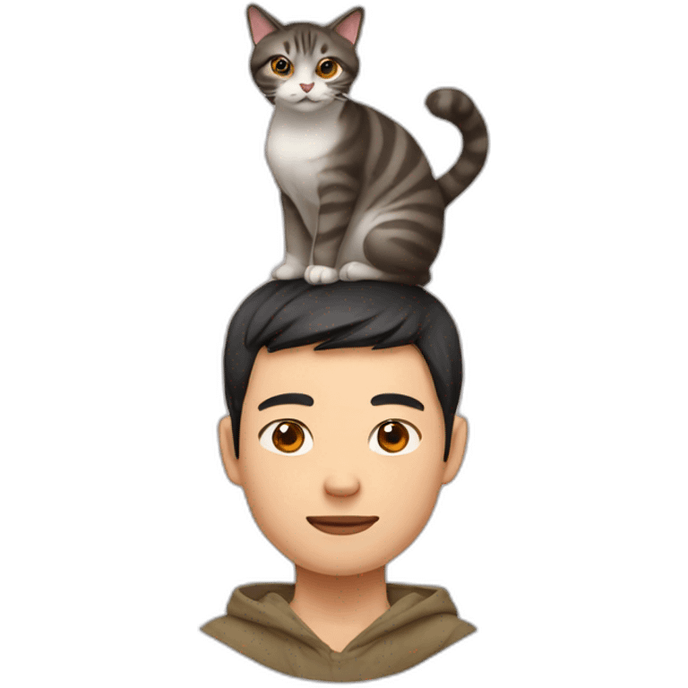 Chinese male with a cat on his head emoji