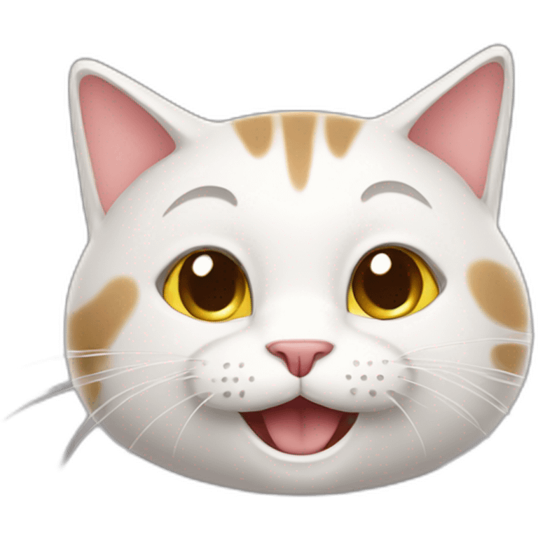 Happy cat with smartphone emoji