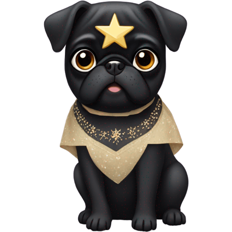 Black pug in a Jewish star dress emoji