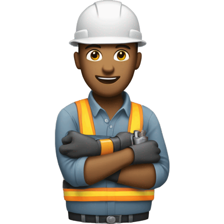 male construction worker holding welders emoji