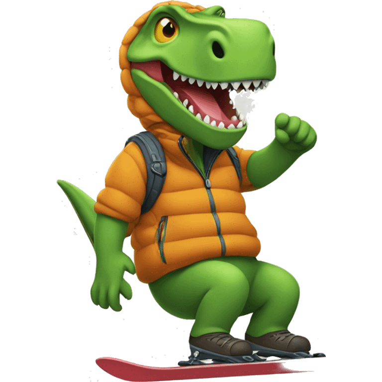 Dino skiing emoji