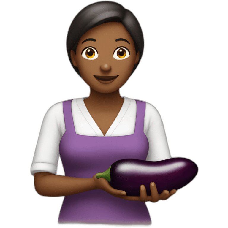 Lady holding a aubergine in each hand emoji