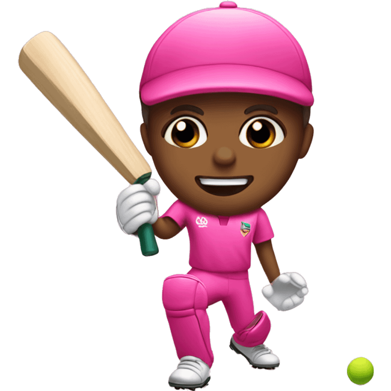 Pink Number 6 playing cricket  emoji