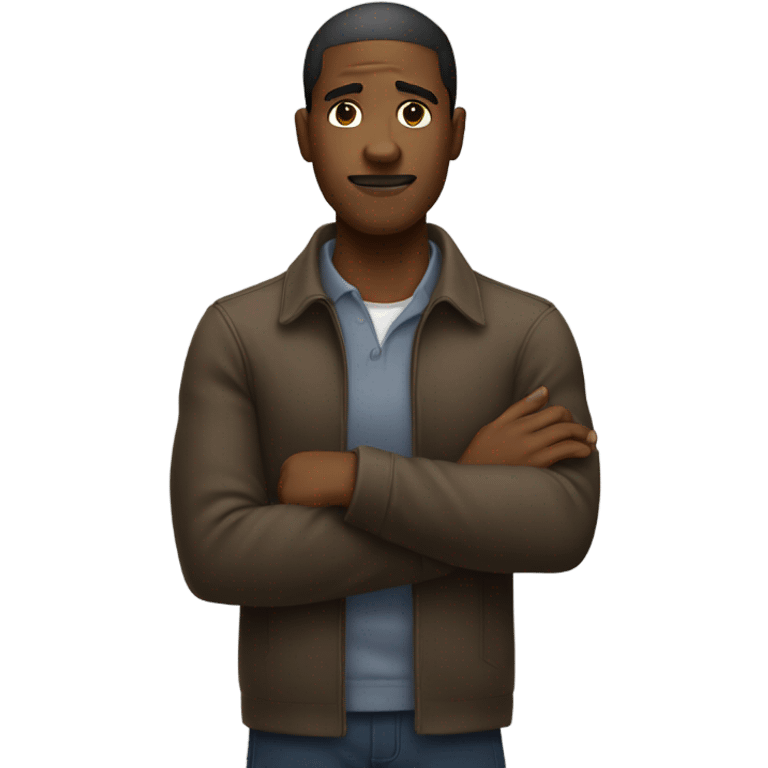 Black guy holding fist up head down emoji