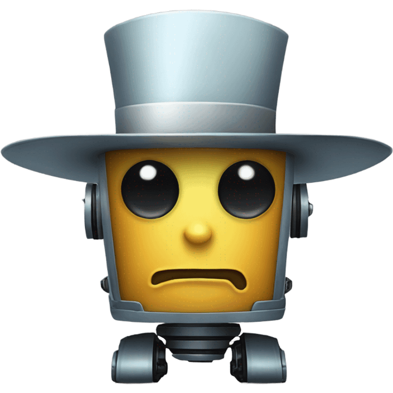 Robot with a large hat emoji