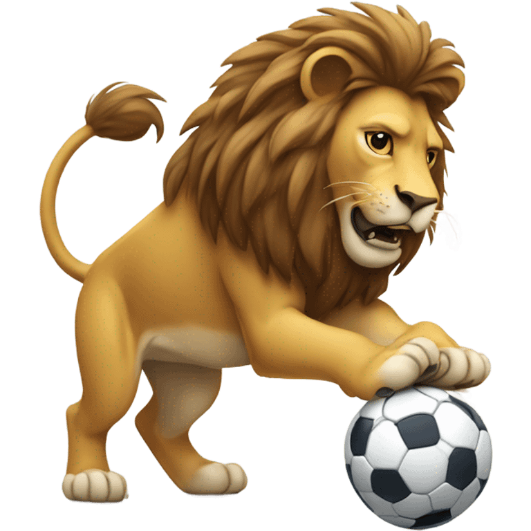 Sad lion playing football emoji