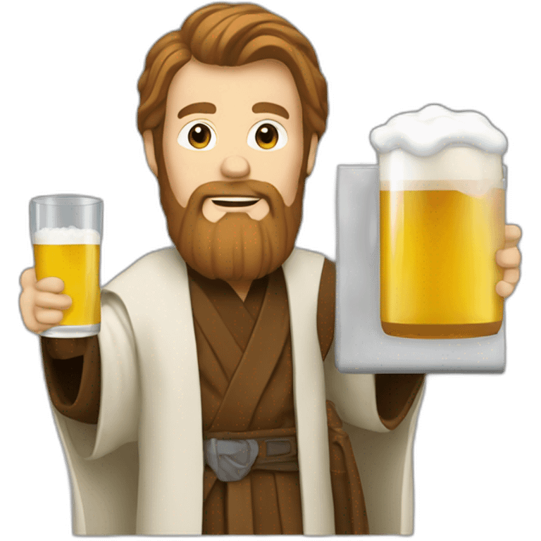 obiwan holding a beer and a computer emoji