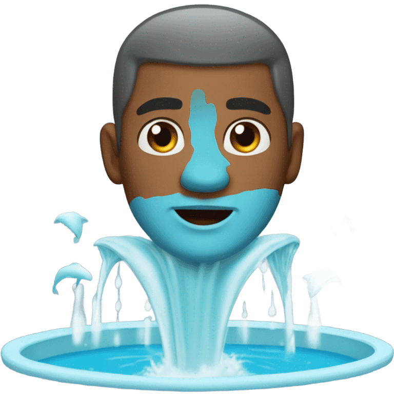 Guy brow hair who thinks he’s a dolphin jumping in a fountain emoji