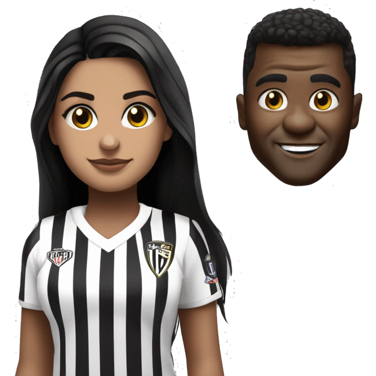 pele morena meio branca usando brinco de cruz com juliet usando camisa do atletico mineiro emoji