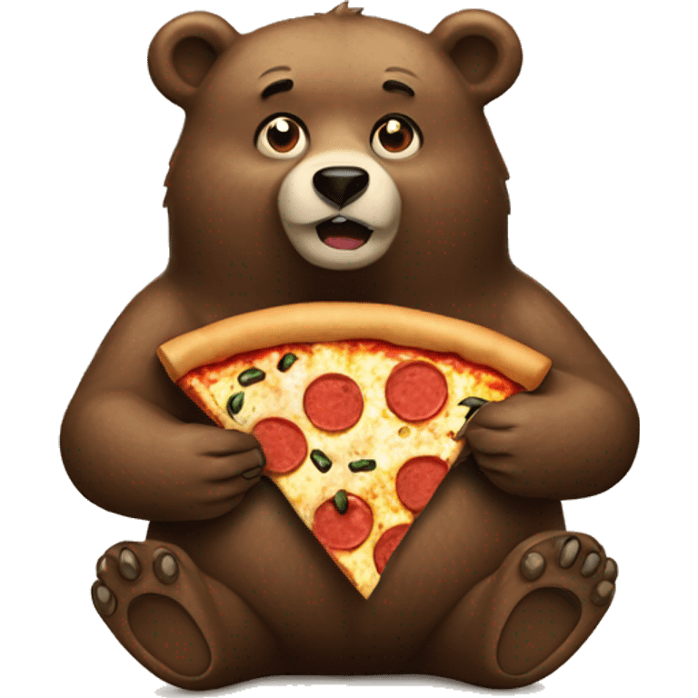 Bear eating pizza emoji