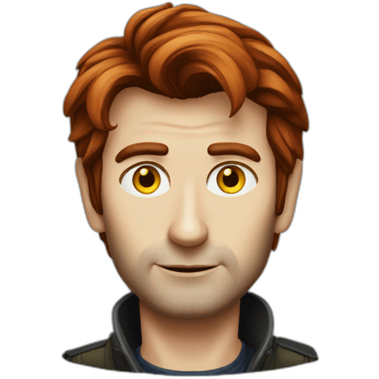 David Tennant, red hair, yellow snake eyes emoji