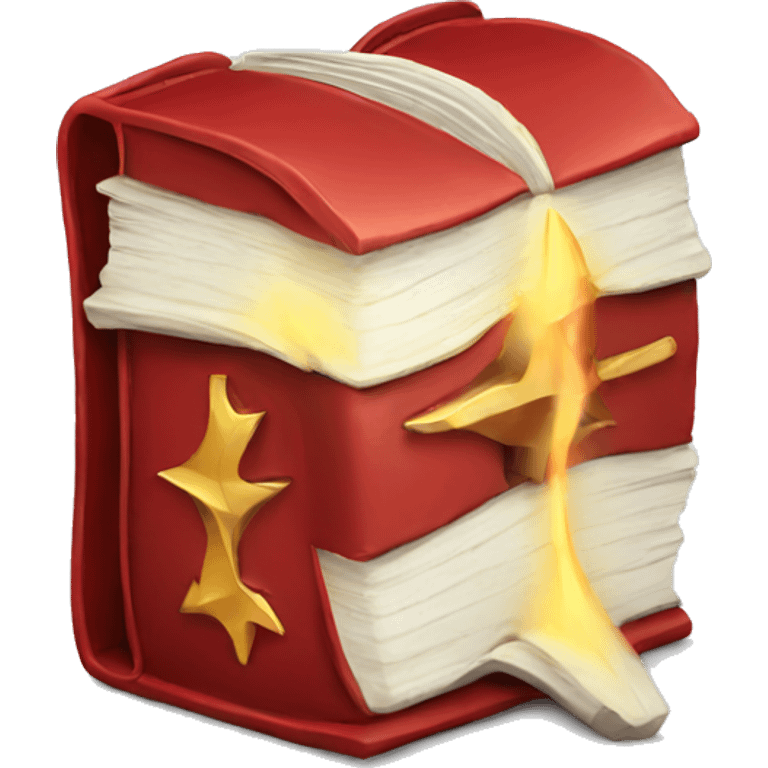 Red powerful Book with magic emoji