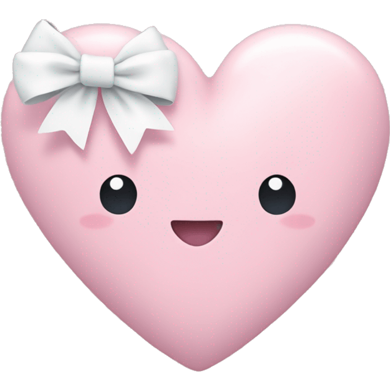 Pastel pink heart with white bow emoji