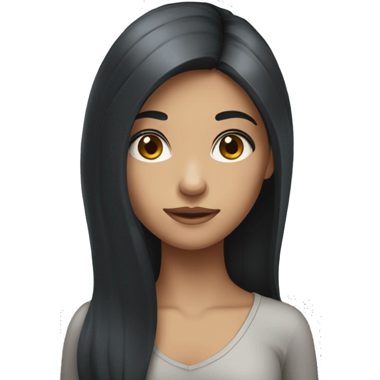 girl with long black hair and gray eyes emoji