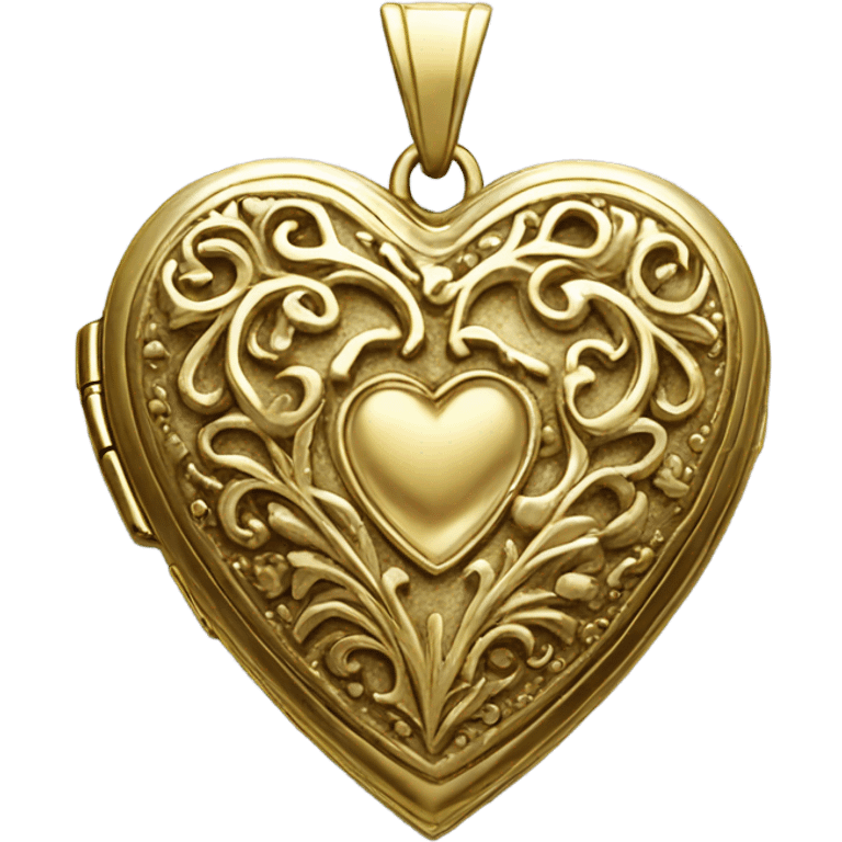 antique gold heart locket emoji