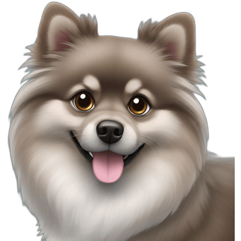 Black and gray Pomeranian blue and brown eyes emoji