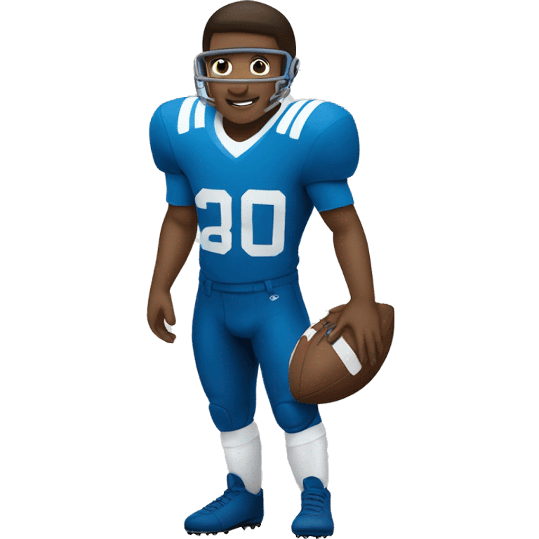 white football player with blue and colorshite  emoji