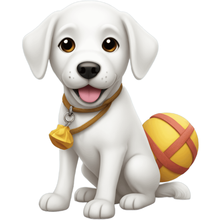 White dog with toy emoji