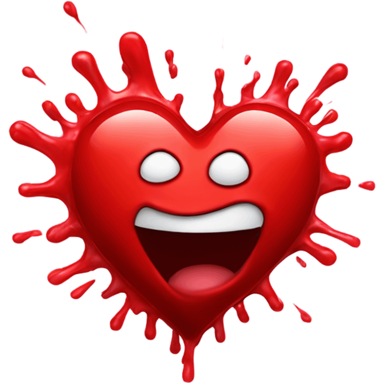 Heart with exploding red goo going out from heart emoji