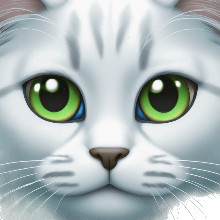 Chat blanc avec yeux vairons bleu et vert emoji