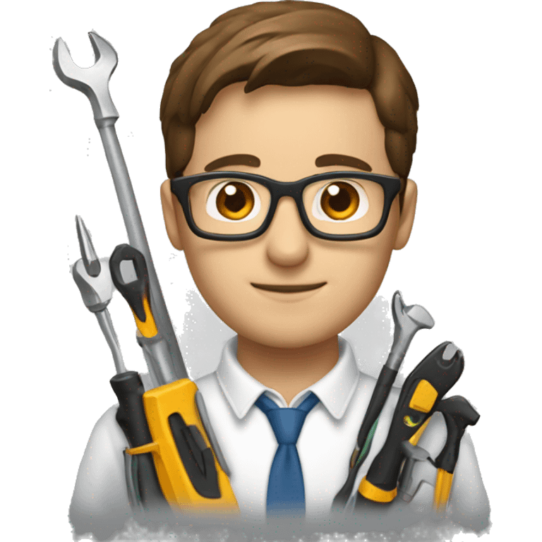 DevDps engineer with glasses and tools with brown hair emoji