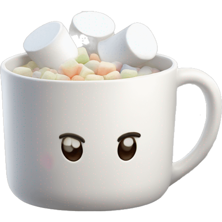 Mug with marshmallows on top and steam coming off top  emoji