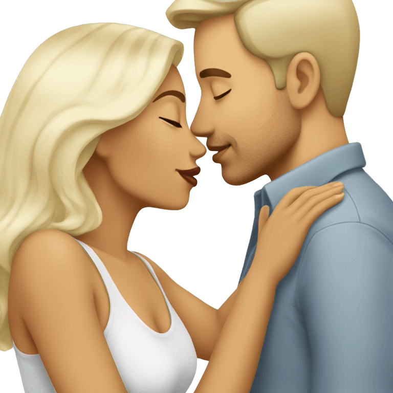 White blonde man kissing latina woman emoji