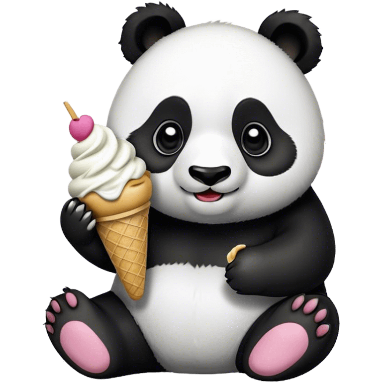 Panda eating ice cream emoji