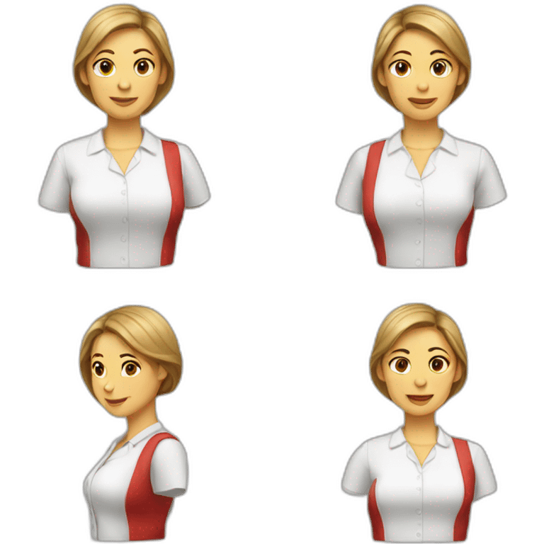 Woman in help clothes (white blouse with red edges) emoji