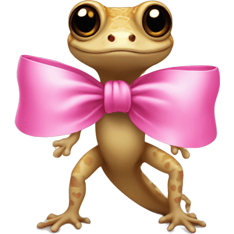 Fat tail gecko with pink bow emoji