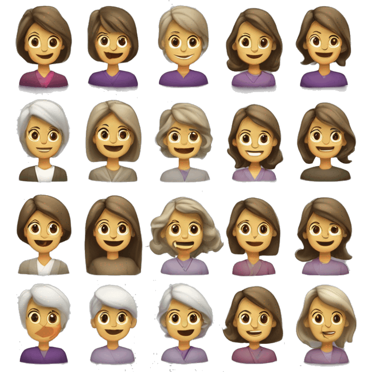 Mujer de 40 años con corte de cabello corto color marrón y de profesión higienista bucodental y comunity mánager  emoji