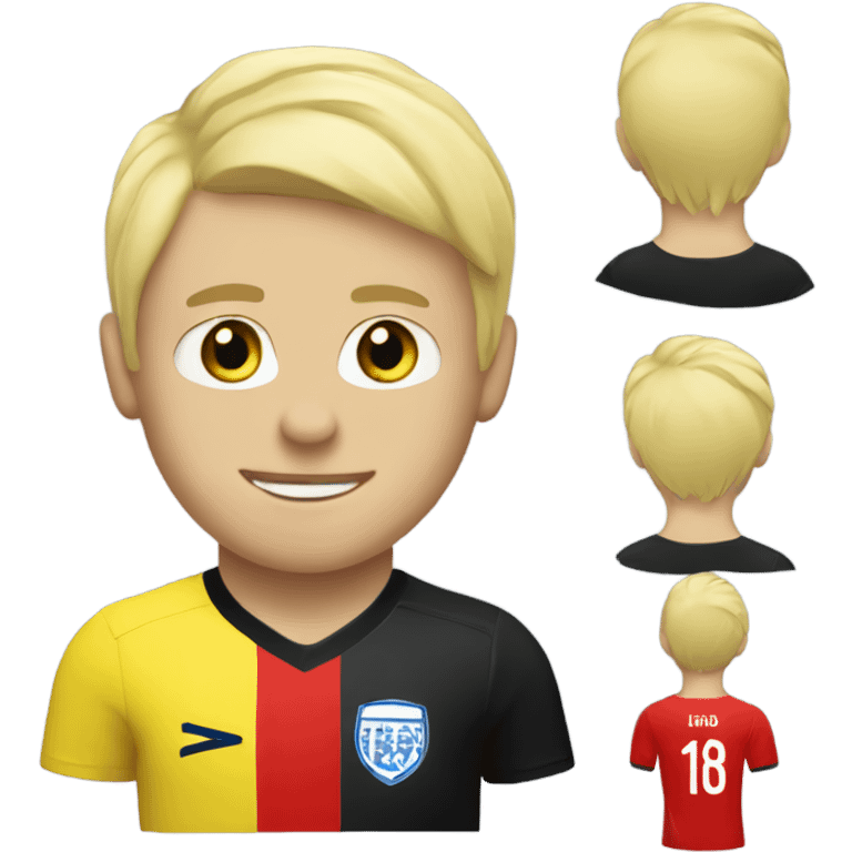 Blond Footballer with number 18 in red kit  emoji