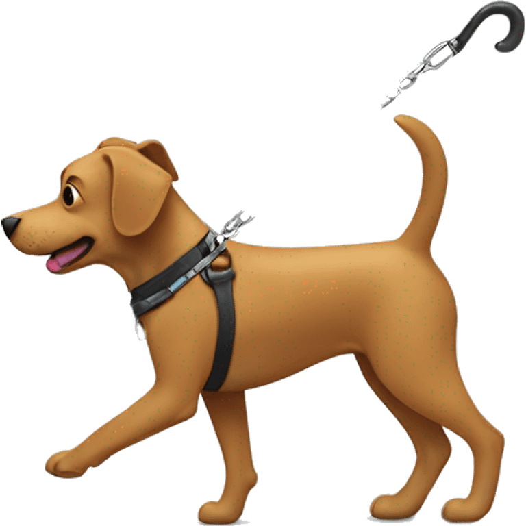 Dog walking a human on a leash emoji