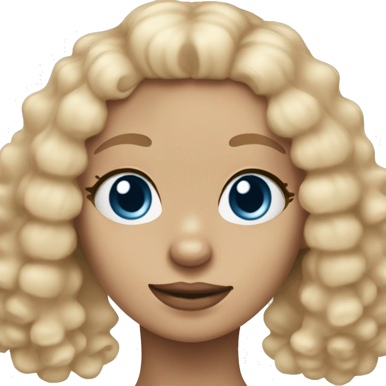 blond girl straight hair blue eyes with cream colored puppy poodle  emoji