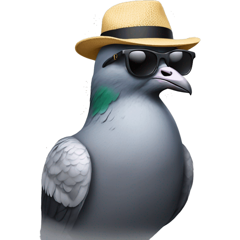 pigeon in a hat and sunglasses emoji