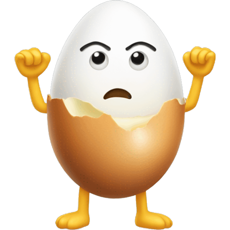 Boiled egg with arms and legs emoji