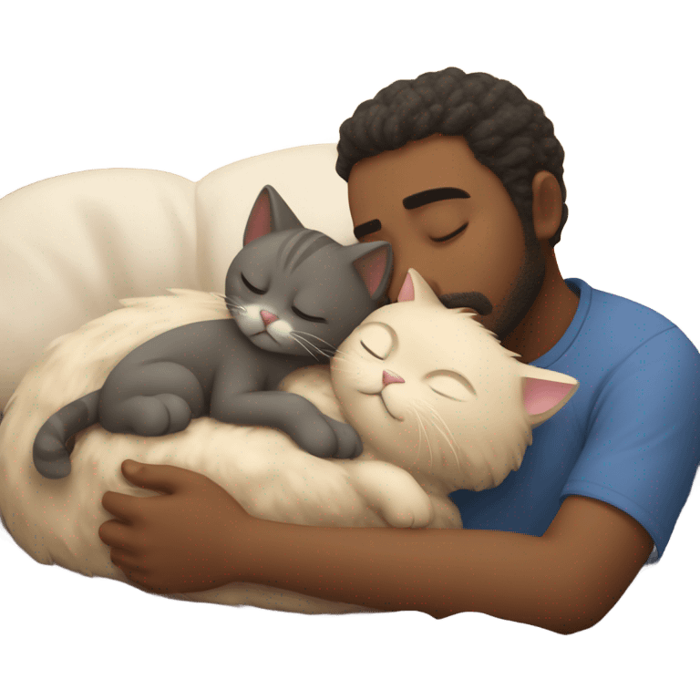 Man and cat asleep cute emoji