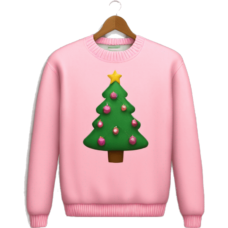 cute pink christmas tree sweater  emoji