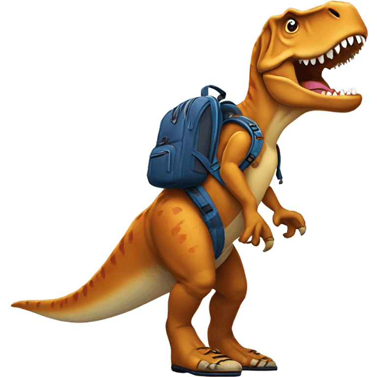 T rex with shoes and a backpack  emoji