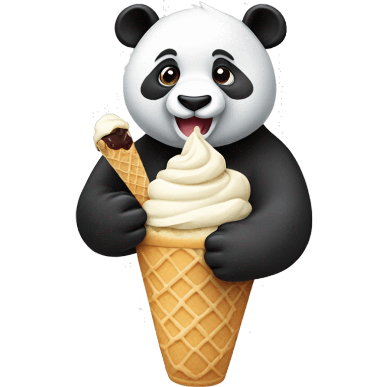 Panda eating ice cream emoji