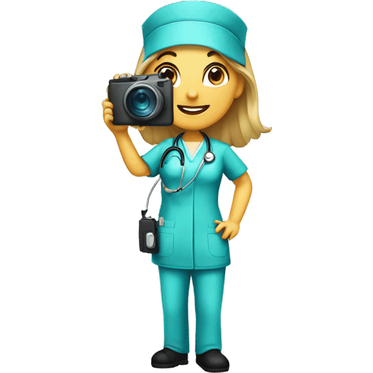 Nurse taking a picture emoji