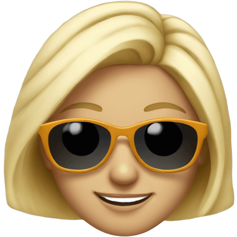 smiling blonde girl with sun glasses emoji