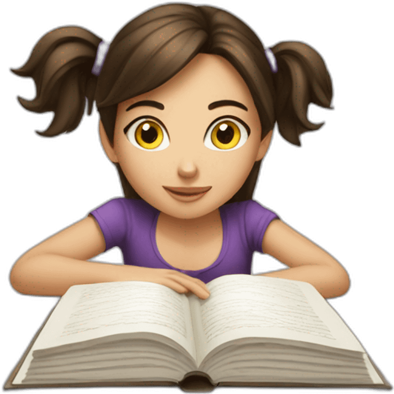 brunette girl studying hard emoji