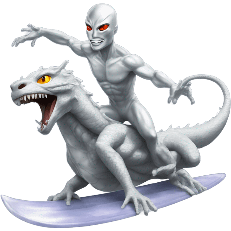 Silver surfer riding shenron  emoji