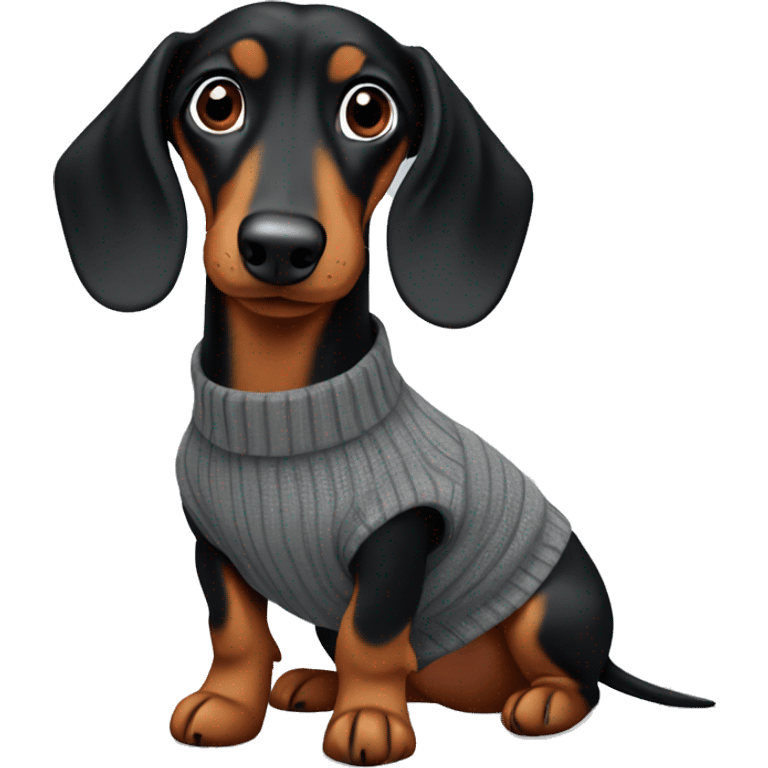 Black and Tan dachshund wearing grey jumper emoji