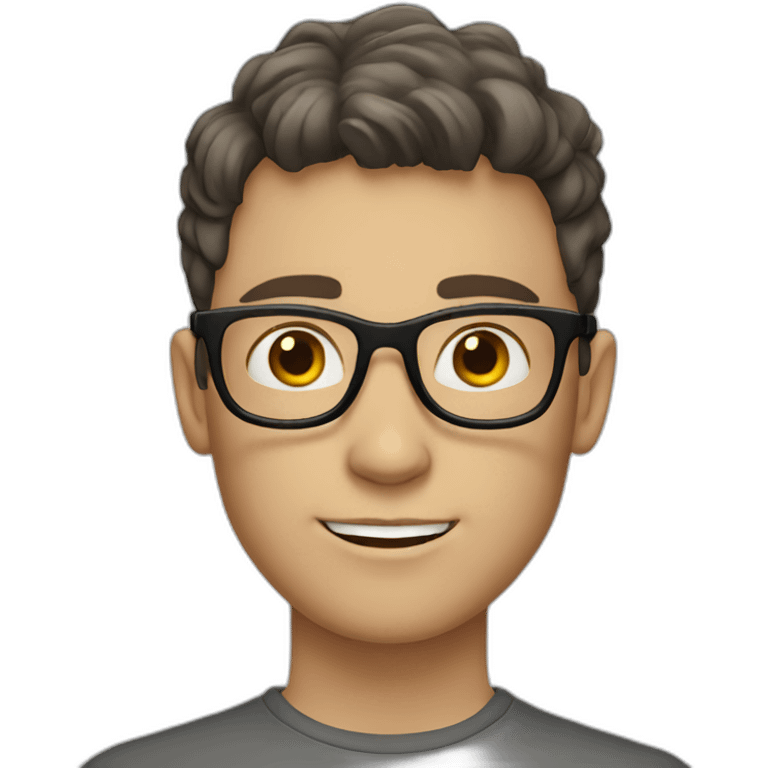 white boy with dark brown hair with gray glasses emoji