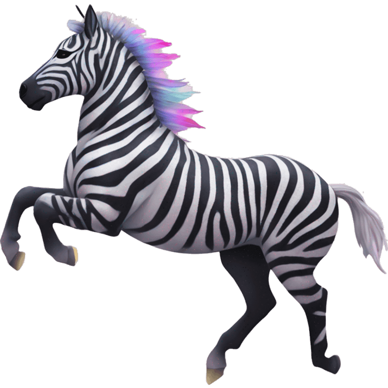 Zebra sparkling nebula unicorn Pegasus running collage roses emoji